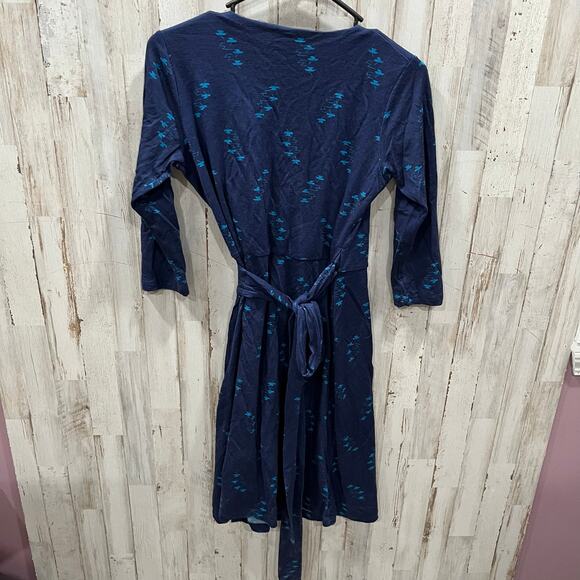Ibex *FLAW Ferryn Dark Navy Merino Wool A-Line Wrap Dress Size S Women's V Neck - Picture 6 of 10